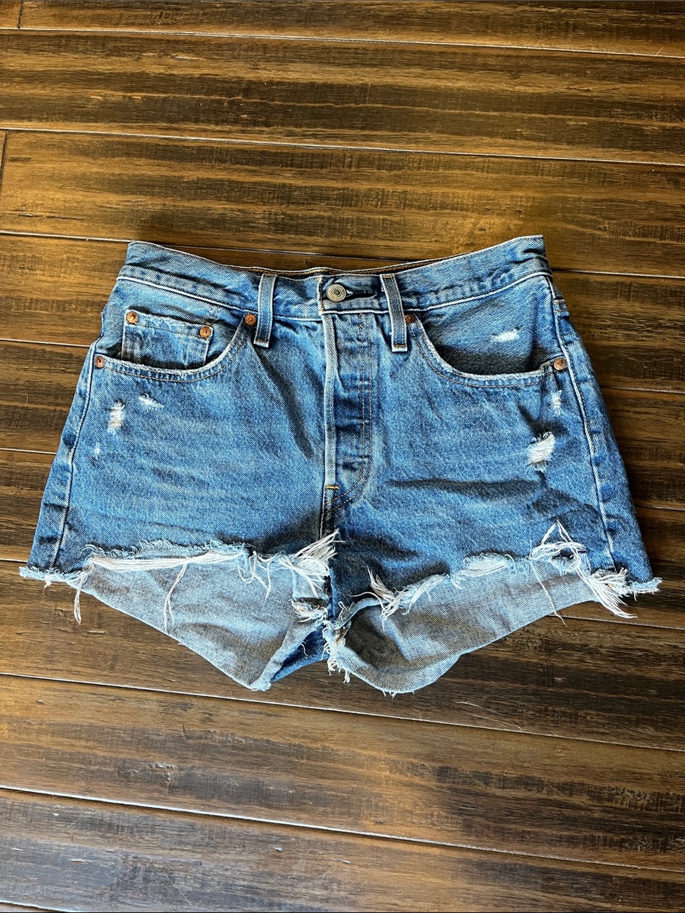 Levi’s High-Rise Distressed Denim Shorts